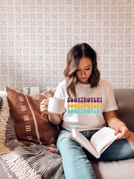Booktrovert tshirt,Introvert tee,Id rather be reading,Gifts for reader,Bookish gifts,Book addict tshirt,Funny reading shirt,Boho retro tee