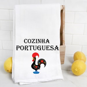 Portuguese Kitchen Tea Towel, Cozinha Portuguesa, Galo de Bareclos Rooster, Portuguese Decor,Dish Towel, Keepsake Portugal Gifts, Flour Sack