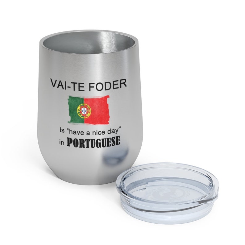 Portuguese swear wine tumbler, Funny portuguese mug, Portuguese flag tumbler, Custom insulated wine tumbler, Portuguese pride, Curse words image 6