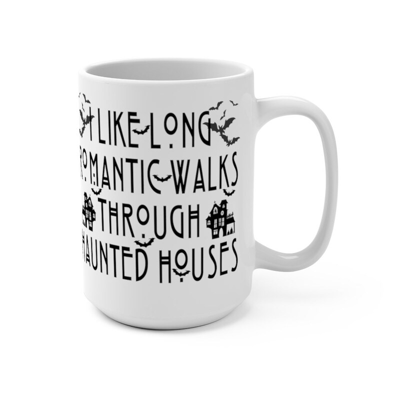 Halloween lover mug,Horror mug,Haunted coffee cup,Spooky mug,Mystical mug,Witchy mug,Halloween gifts,Romantic walks through haunted houses image 3