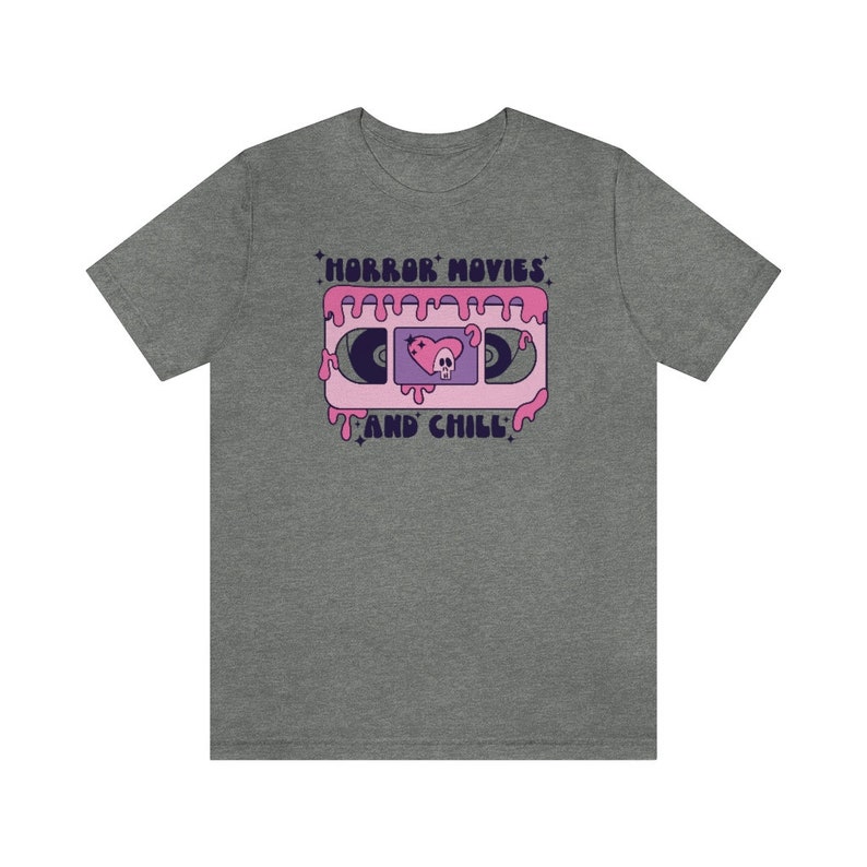 Horror movies and chill tshirt, Halloween tshirt, Pink Halloween shirt,Girly Halloween, Retro Groovy shirt, Scary movie tee, Spooky shirt image 6