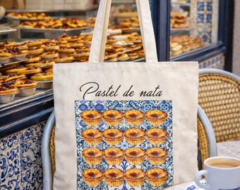 Bolso de mano Pastel de Nata, bolso de compras con estampado de azulejos portugueses