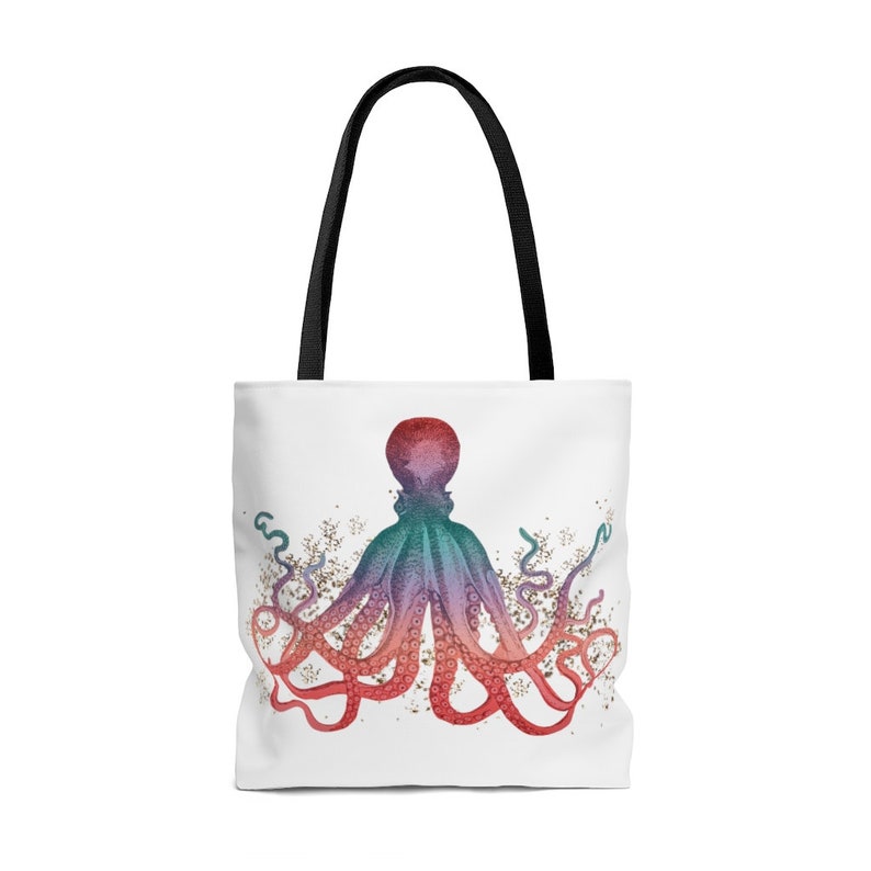 Glitter Shopping tote Octopus Tote Multipurpose Reusable Bag Sealife ocean bag Gift ocean lover Large purse Beach bag Marine life