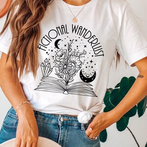 Fictional wanderlust tshirt, Dark Academia tee, Fantasy shirt, Celestial tshirt, Book lover, Bookish gifts, Booktok, Reader gifts,Bookworm White