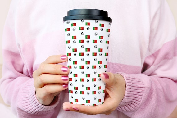 Portuguese Soccer Stainless Steel Travel Mug, Futebol Gift