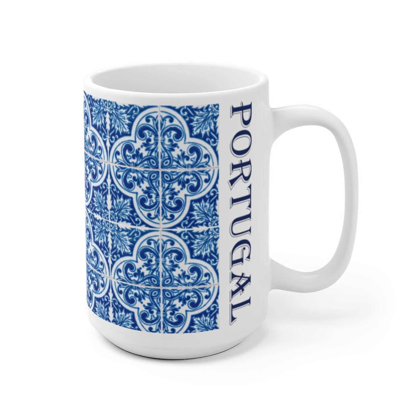 Personalized Portuguese mug Blue Azulejo tile mug Custom | Etsy