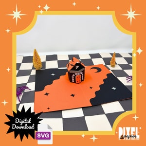 Sofortiger Download DIY 3D Pop-Up Karte von Halloween Paper House | 3D SVG Box Kartenvorlage | Urlaub Geschenkpost |  Schneidedateien