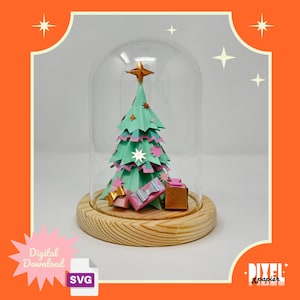 DIY Papier Weihnachtsbaum Cloche SVG Schnittdatei | Retro-inspiriert, Kitsch | 3D SVG Sofortdownload für Schneidemaschinen