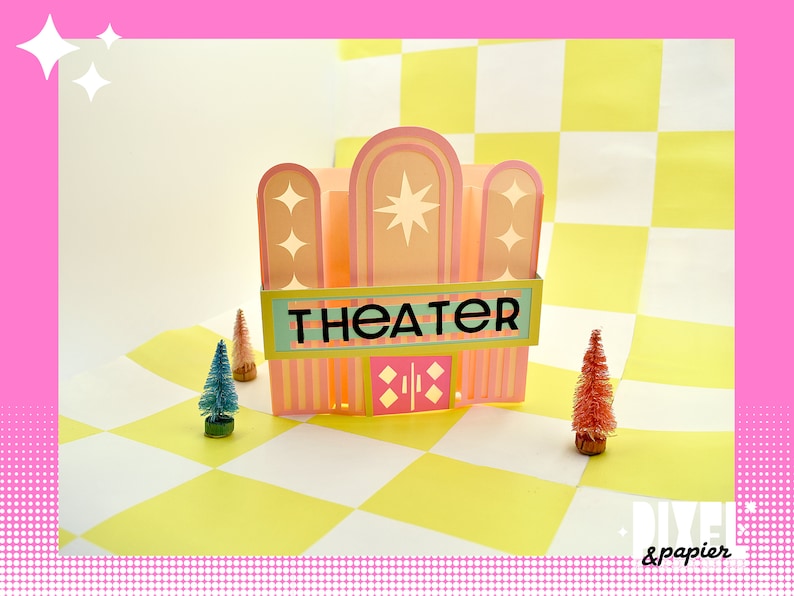 DIY Retro Whimsical Theater Paper House with Digital Instant Download3D SVGCut FilesPaper Lantern Home DecorChristmas Village image 9