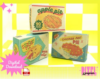 Retro Pie Grocery Printables | Pretend Play Craft (Digital Download)