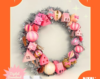 DIY Village Paper Wreath: PDF & 3D SVG Files for Manual Hand or Machine Cutting | Instant Download |Cut File