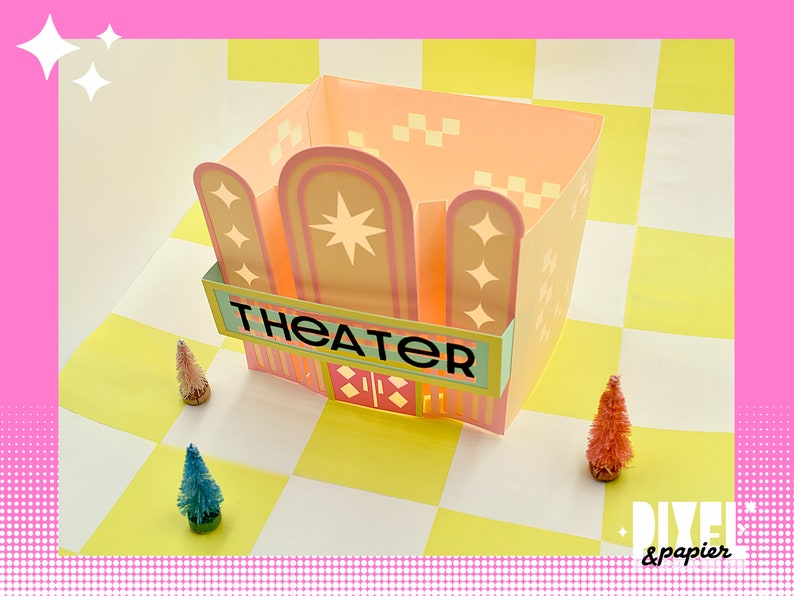 DIY Retro Whimsical Theater Paper House with Digital Instant Download3D SVGCut FilesPaper Lantern Home DecorChristmas Village image 7