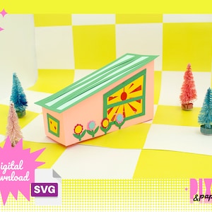 DIY Midcentury Palm Springs Mod Pod Paper House with Digital Instant Download|3D SVG|Cut Files|Glitter Christmas Village