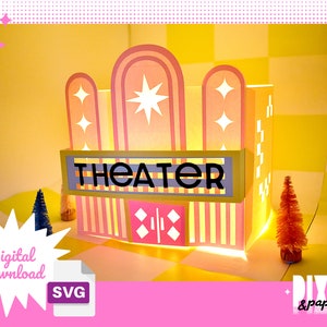 DIY Retro Whimsical Theater Paper House with Digital Instant Download3D SVGCut FilesPaper Lantern Home DecorChristmas Village image 1