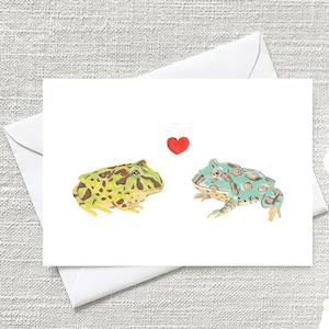 pac-man Froschliebe - Valentins-/Jubiläumskarte mit Umschlag - gefaltet 14cm x 10cm - matter Karton