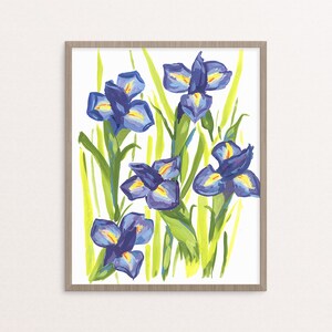 iris floral botanical watercolor gouache painting archival print