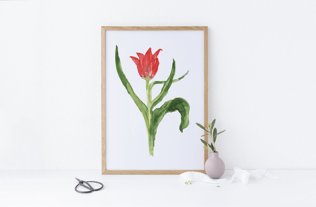Watercolor Tulip Painting Illustration Digital Wall Art Print High ...