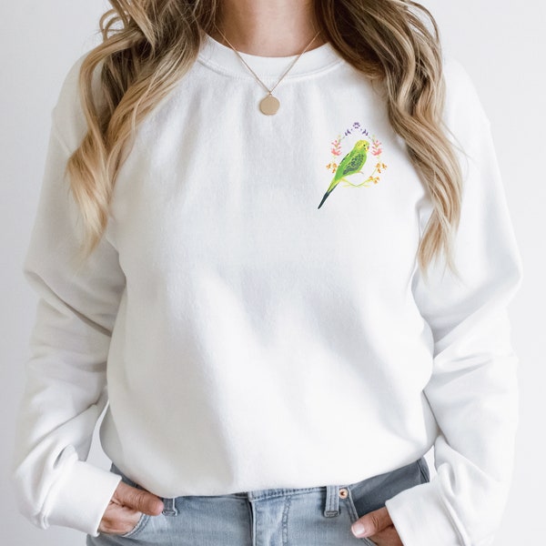 Sudadera Floral Green Budgie Unisex Heavy Blend Crewneck - Suéter Parakeet