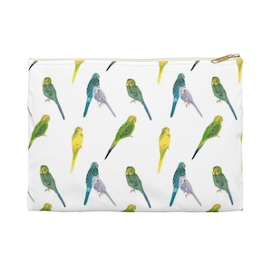 Budgie Parakeet Zipper Pouch - accessory pouch - makeup case - pencil case