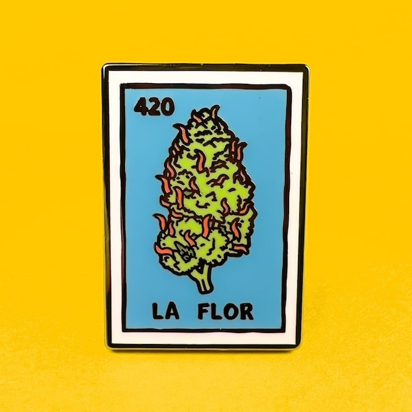 LA FLOR Pin - [ Weed Nug Loteria Karte, Cannabis, Marihuana, Ganja, Kiffer Pin, Revers Jacke Pin Badge, 420 Hut Pin, Loteria Spiel ]