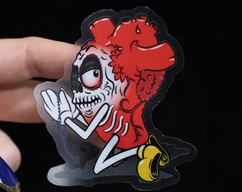 Dia De Los Muertos Heart Sticker - Transparent Vinyl Decal