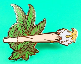 Pocahontas Smokahontas stoner weed pot 420 enamel lapel hat pin 