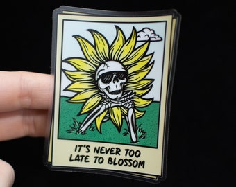 Sunflower Skeleton Vinyl Sticker - Inspirational Self Help Art Decal