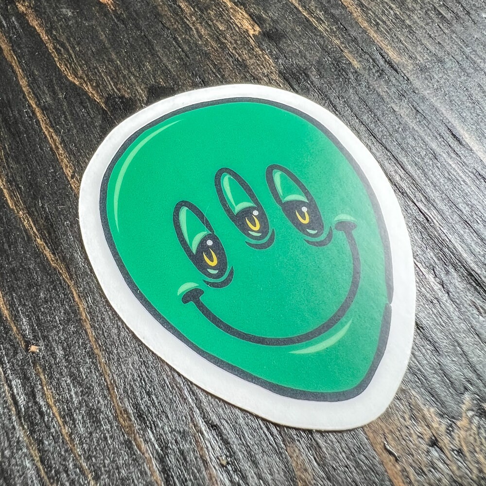 Alien Smiley Sticker - [ Martian Sticker, Third Eye Sticker, Trippy ...