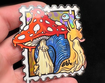 Snail Mail Sticker -[ Trippy Stickers | Snail Art | Snail Lover | Stamp Lover | Mushroom Sticker | Gifts for Stamp Collector | Snail Decal ]