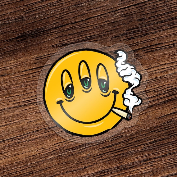 Higher Vibes Smiley Face Sticker Trippy Sticker, Weed Sticker, Stoner Gift,  Smile Decal, 420 Decal, Happy Emoji, Happy Face, - .de