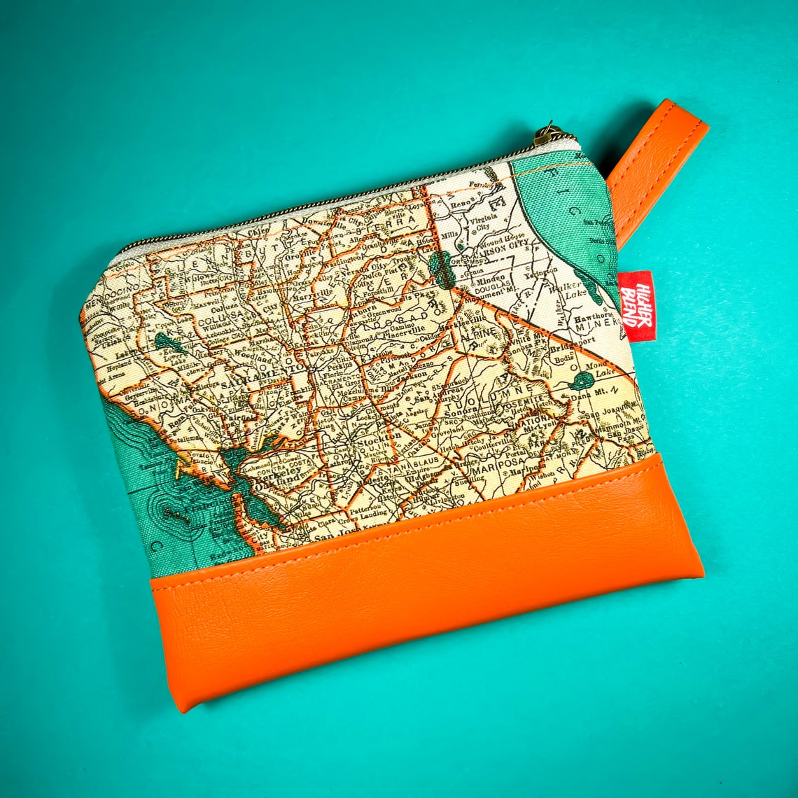 California Map Stash Bag - [ Handmade Higher Blend Zip-up Bag ...