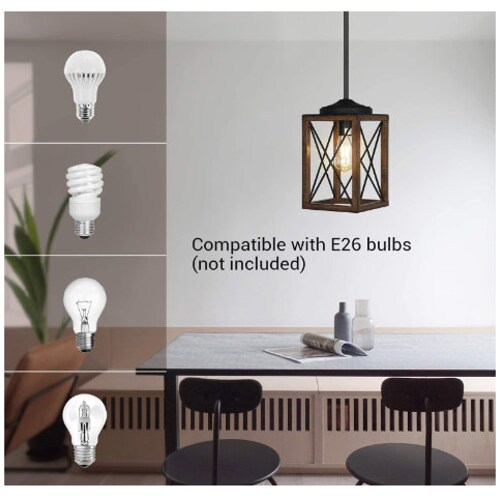 Pendant Light Hanging Fixture with Wooden Finish, 48 shops Inch Adjustable Pipes for Flat and Slop Ceiling, Kitchen Island, Bedroom, Dining 2 pack