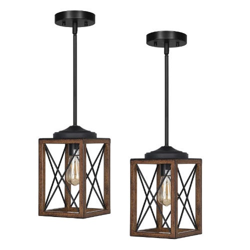 Pendant Light Hanging Fixture with Wooden Finish, 48 shops Inch Adjustable Pipes for Flat and Slop Ceiling, Kitchen Island, Bedroom, Dining 2 pack