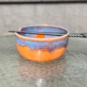 Handmade Orange and Blue Noodle Bowl