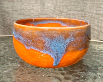 Ceramic Orange and Blue Soup/Cereal/Fruit/Snack Bowl