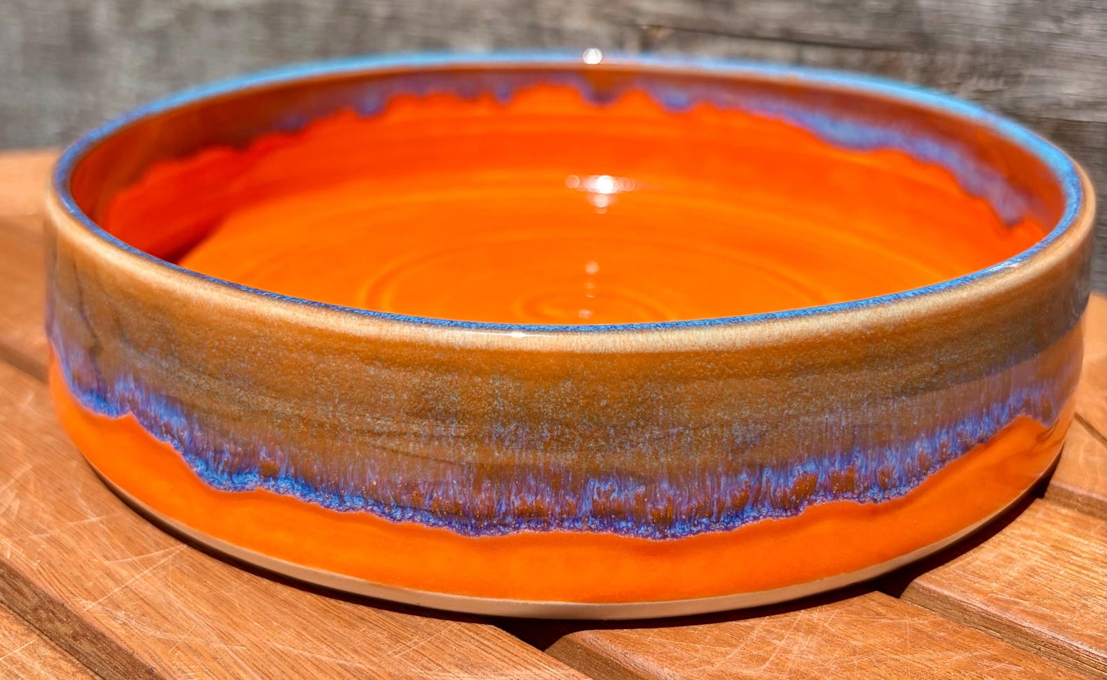 Ceramic Orange and Blue Pasta Bowl