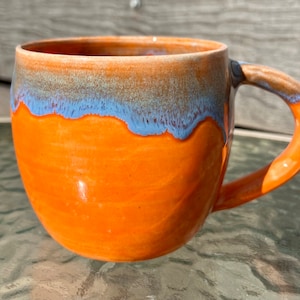 Ceramic Orange and Blue Mug image 8