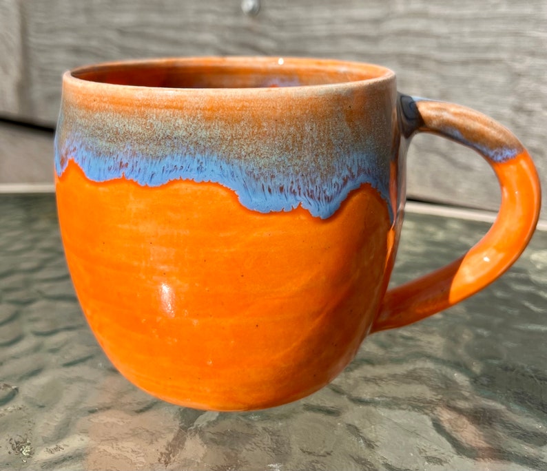 Ceramic Orange and Blue Mug image 8