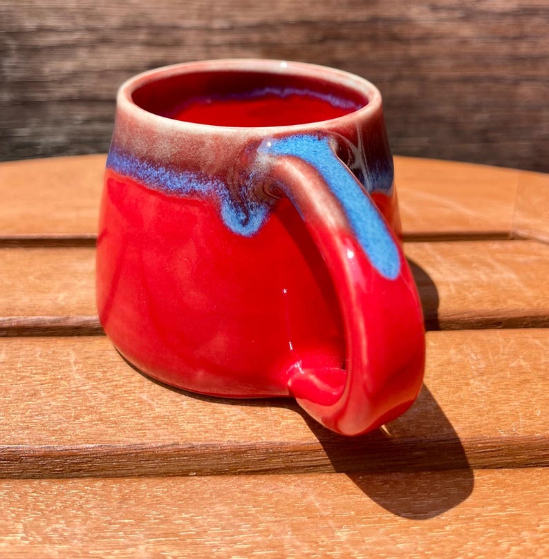 Espresso Red and Blue Ceramic Cup image 6