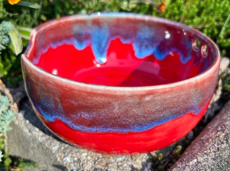 Handmade Red and Blue Noodle Bowl image 5