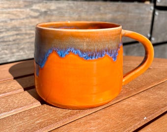 Ceramic Orange and Blue Mug - Etsy 日本