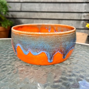 Ceramic Orange and Blue Soup/Cereal/Fruit/Snack Bowl