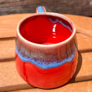 Espresso Red and Blue Ceramic Cup image 4