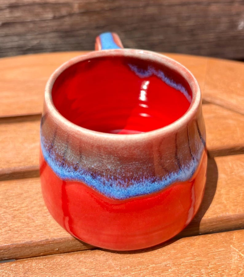 Espresso Red and Blue Ceramic Cup image 4