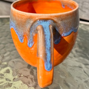 Ceramic Orange and Blue Mug image 5