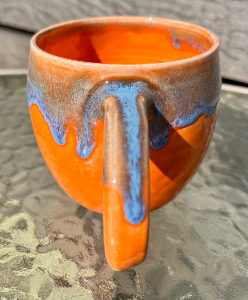 Ceramic Orange and Blue Mug image 5