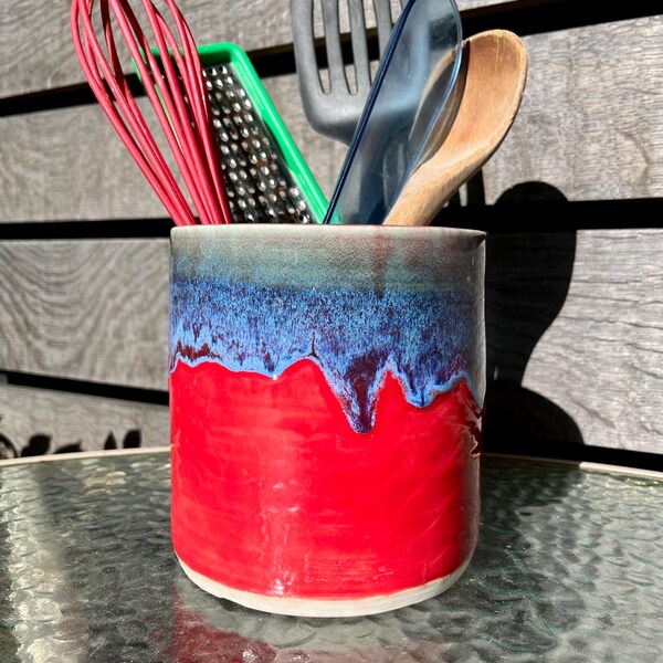 Red Utensil Holder - Etsy