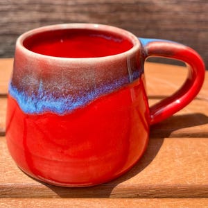 Espresso Red and Blue Ceramic Cup image 3