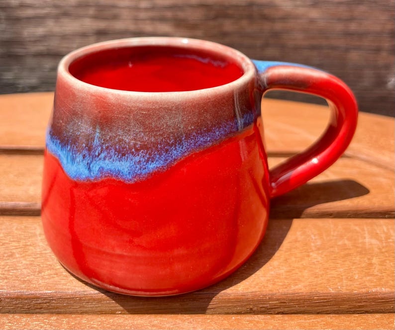 Espresso Red and Blue Ceramic Cup image 3
