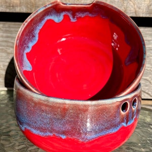 Handmade Red and Blue Noodle Bowl image 2
